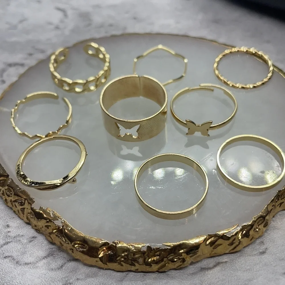 Whimsy Butterfly Band Gold Stackable Rings - Picture 8 of 10